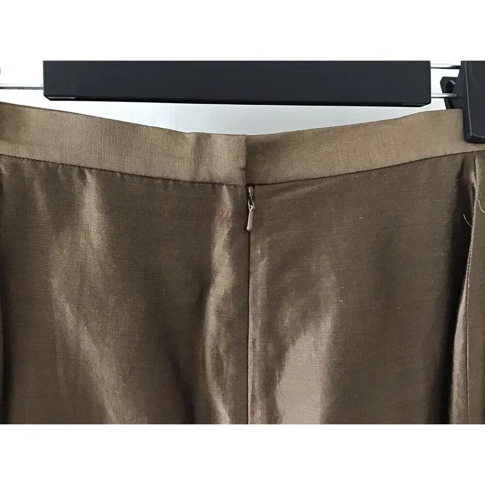 Emanuel Emanuel Ungaro Vintage Brown Linen Blend Pencil Skirt 12/46